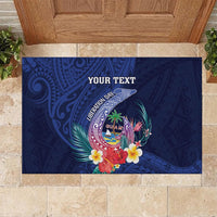 Personalised Guam Liberation Day Rubber Doormat Happy 80th Anniversary Fish Hook Mix Tropical Flowers LT14 - Polynesian Pride