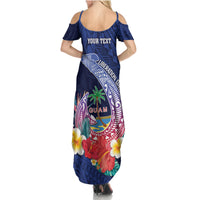 Personalised Guam Liberation Day Summer Maxi Dress Happy 80th Anniversary Fish Hook Mix Tropical Flowers