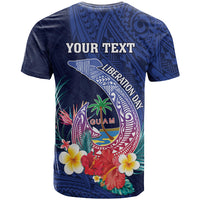 Personalised Guam Liberation Day T Shirt Happy 80th Anniversary Fish Hook Mix Tropical Flowers
