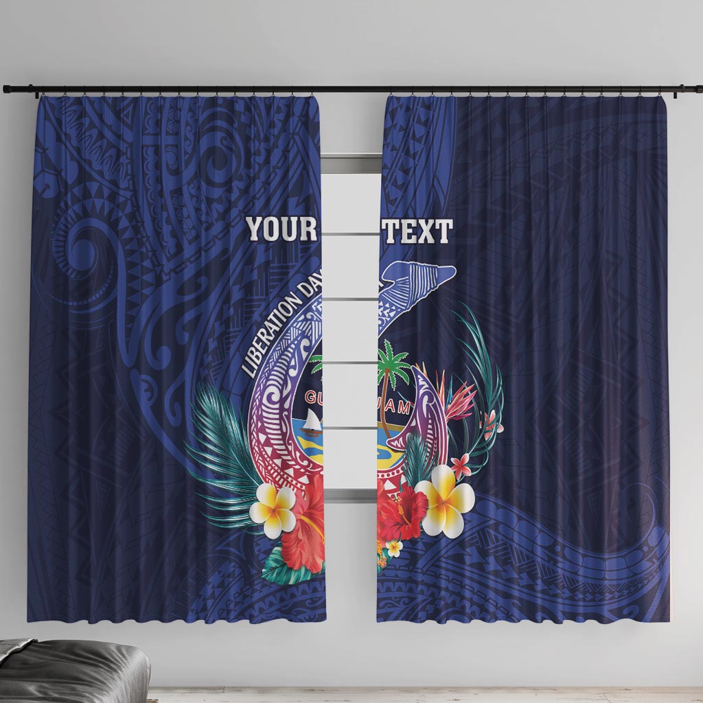 Personalised Guam Liberation Day Window Curtain Happy 80th Anniversary Fish Hook Mix Tropical Flowers