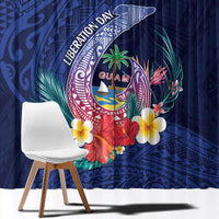 Personalised Guam Liberation Day Window Curtain Happy 80th Anniversary Fish Hook Mix Tropical Flowers LT14 - Polynesian Pride