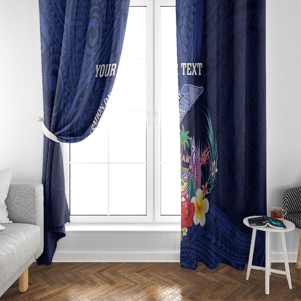 Personalised Guam Liberation Day Window Curtain Happy 80th Anniversary Fish Hook Mix Tropical Flowers LT14 - Polynesian Pride