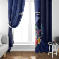 Personalised Guam Liberation Day Window Curtain Happy 80th Anniversary Fish Hook Mix Tropical Flowers LT14 - Polynesian Pride