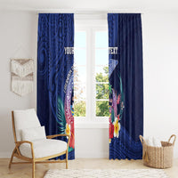 Personalised Guam Liberation Day Window Curtain Happy 80th Anniversary Fish Hook Mix Tropical Flowers LT14 - Polynesian Pride