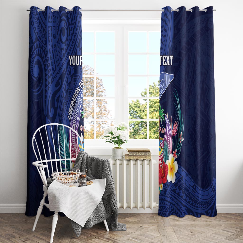 Personalised Guam Liberation Day Window Curtain Happy 80th Anniversary Fish Hook Mix Tropical Flowers LT14 - Polynesian Pride