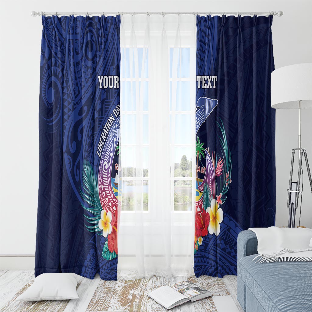 Personalised Guam Liberation Day Window Curtain Happy 80th Anniversary Fish Hook Mix Tropical Flowers LT14 - Polynesian Pride