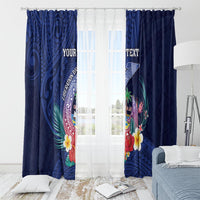Personalised Guam Liberation Day Window Curtain Happy 80th Anniversary Fish Hook Mix Tropical Flowers LT14 - Polynesian Pride
