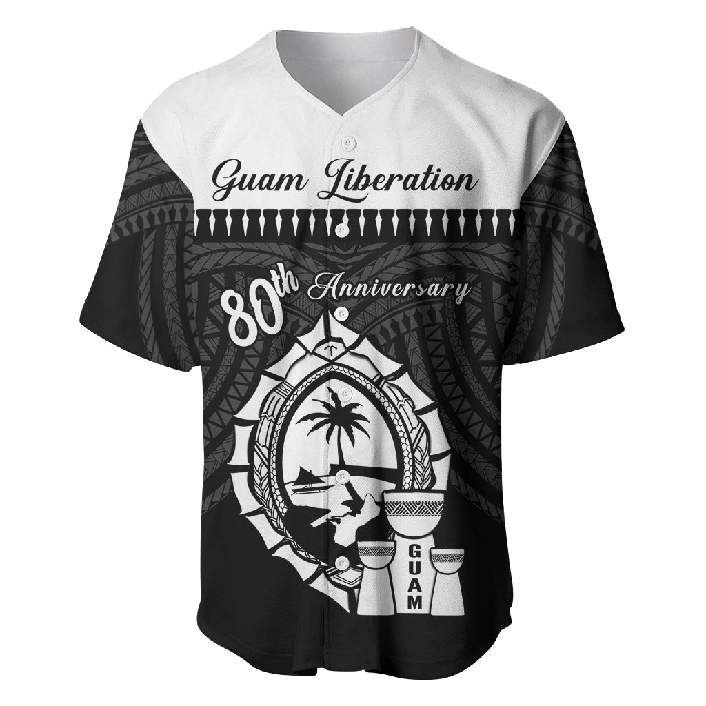 Guam Liberation Day Baseball Jersey Biba Guahan Chamorro 80th Anniversary - Black