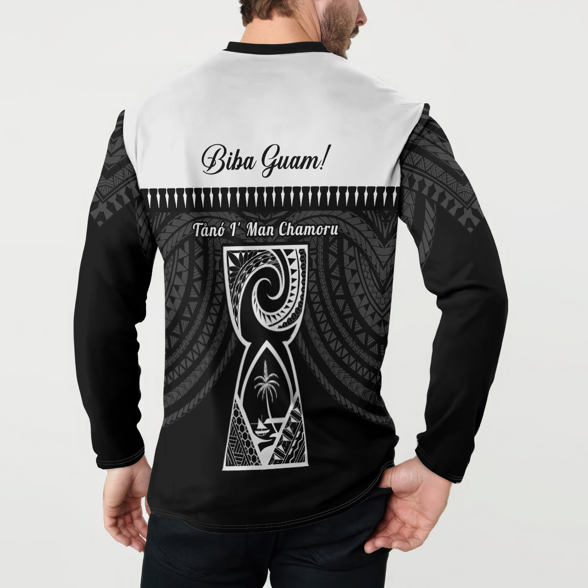 Guam Liberation Day Button Sweatshirt Biba Guahan Chamorro 80th Anniversary - Black LT14 - Polynesian Pride