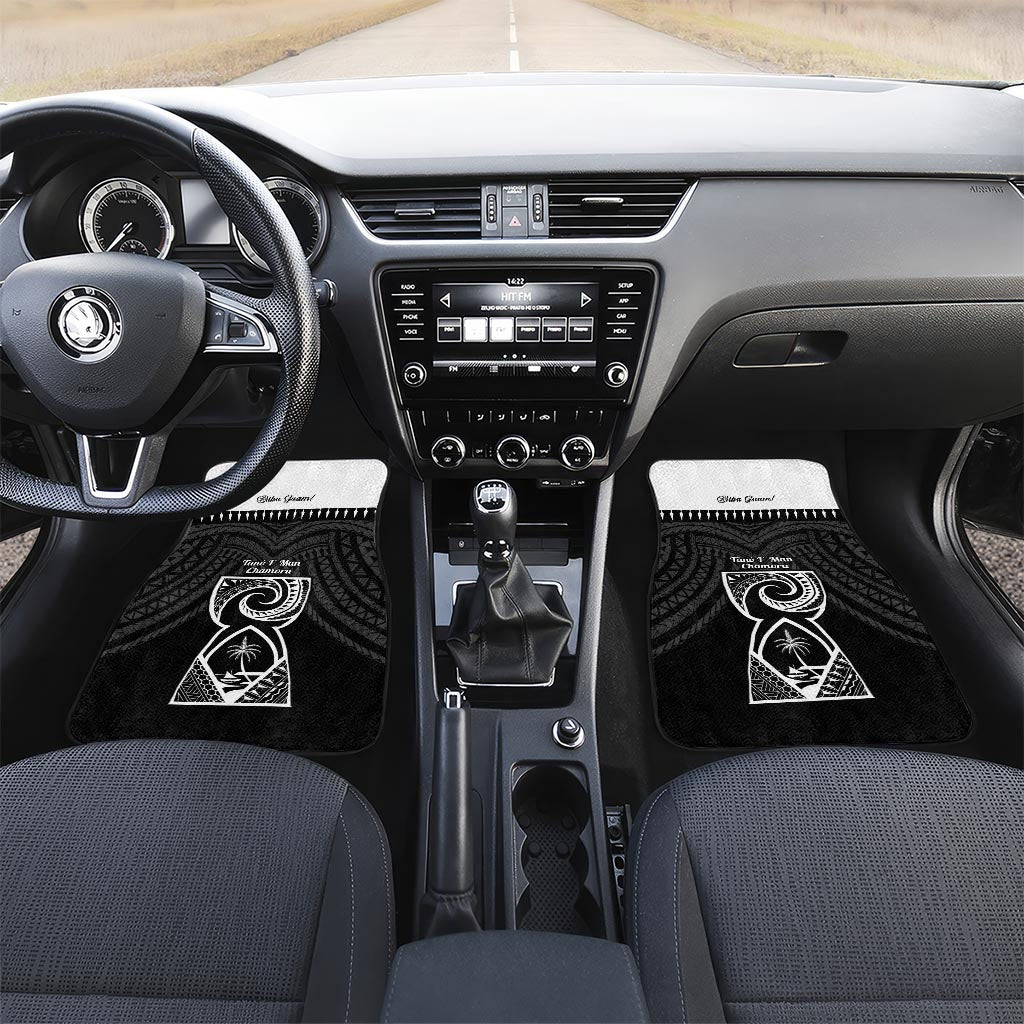 Guam Liberation Day Car Mats Biba Guahan Chamorro 80th Anniversary - Black LT14 Set 2pcs - Front Black - Polynesian Pride