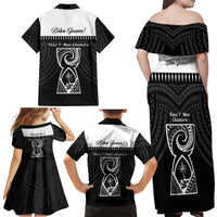 Guam Liberation Day Family Matching Off Shoulder Maxi Dress and Hawaiian Shirt Biba Guahan Chamorro 80th Anniversary - Black