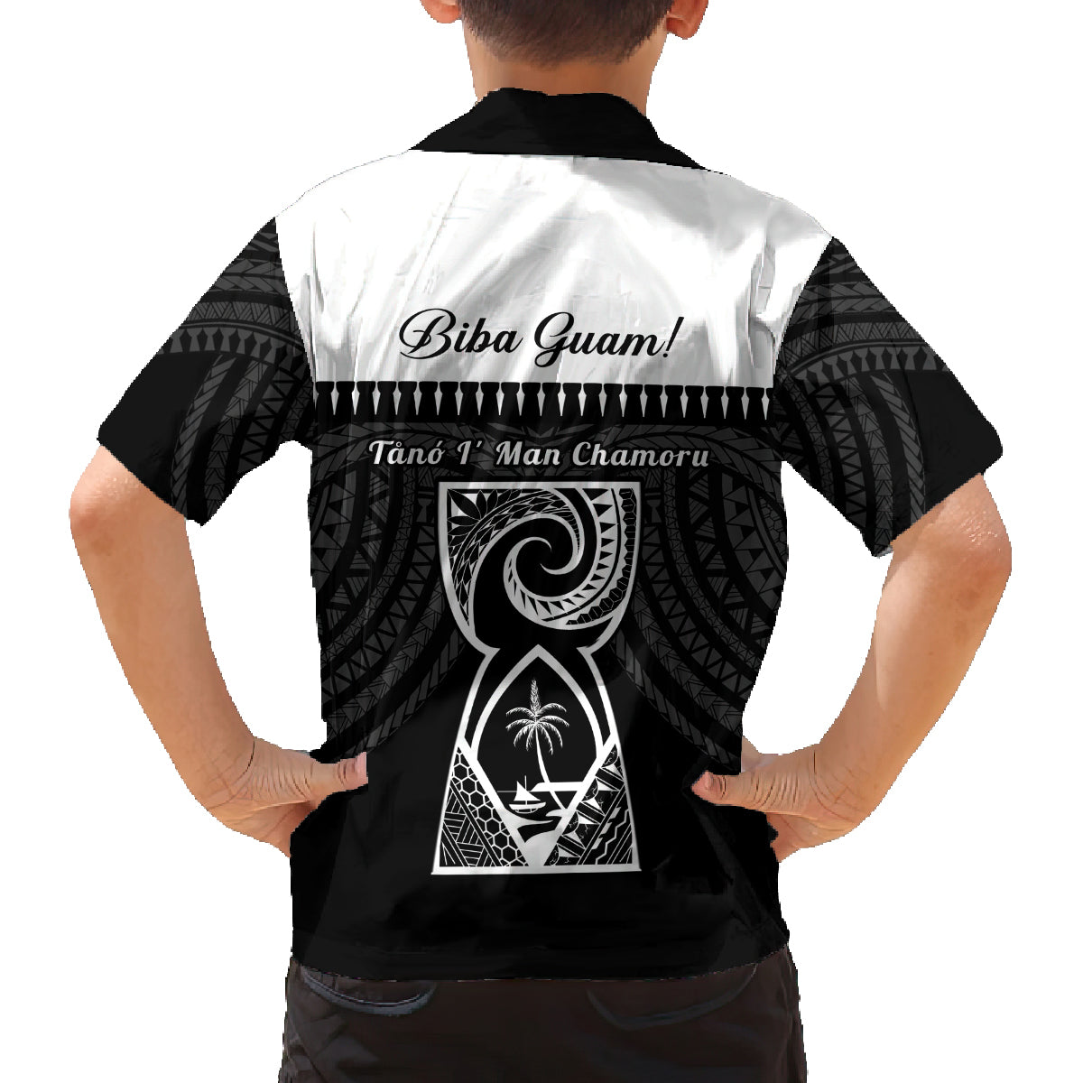 Guam Liberation Day Family Matching Summer Maxi Dress and Hawaiian Shirt Biba Guahan Chamorro 80th Anniversary - Black