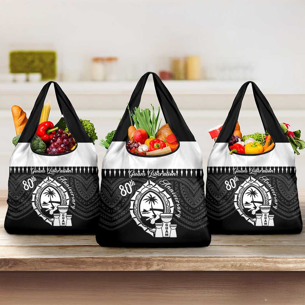 Guam Liberation Day Grocery Bag Biba Guahan Chamorro 80th Anniversary - Black LT14 3-pack One Size Black - Polynesian Pride