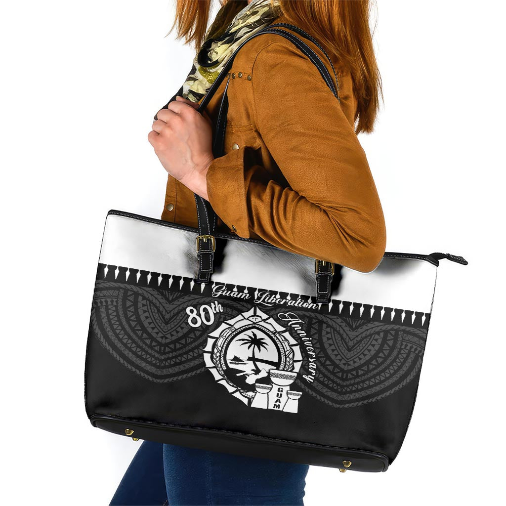 Guam Liberation Day Leather Tote Bag Biba Guahan Chamorro 80th Anniversary - Black LT14 Black - Polynesian Pride