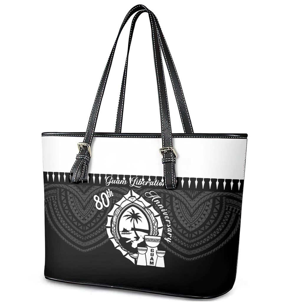 Guam Liberation Day Leather Tote Bag Biba Guahan Chamorro 80th Anniversary - Black LT14 - Polynesian Pride