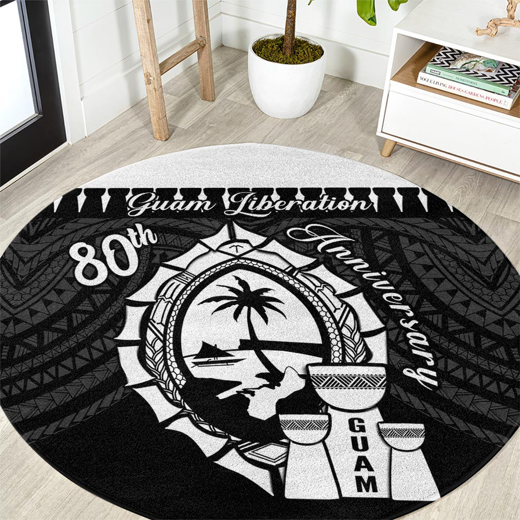 Guam Liberation Day Round Carpet Biba Guahan Chamorro 80th Anniversary - Black