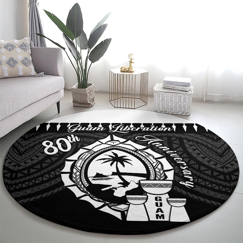 Guam Liberation Day Round Carpet Biba Guahan Chamorro 80th Anniversary - Black