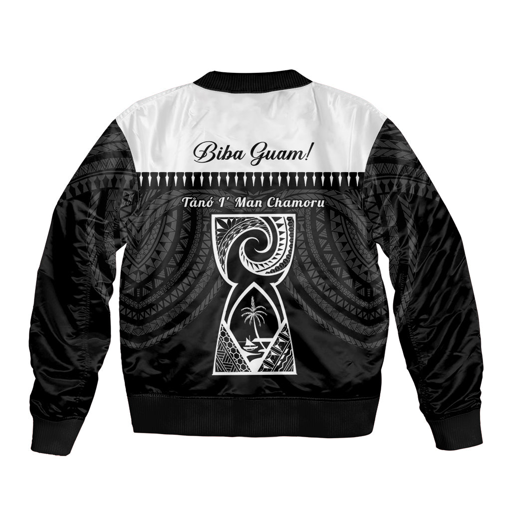 Guam Liberation Day Sleeve Zip Bomber Jacket Biba Guahan Chamorro 80th Anniversary - Black