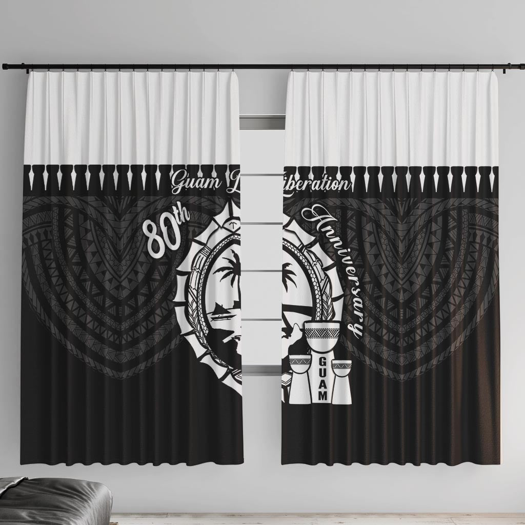 Guam Liberation Day Window Curtain Biba Guahan Chamorro 80th Anniversary - Black LT14 With Hooks Black - Polynesian Pride