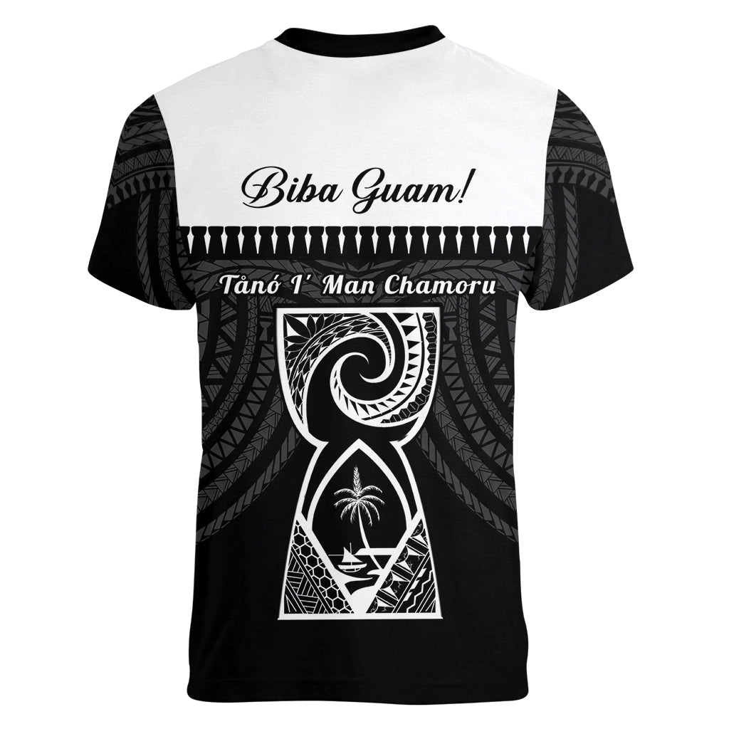 Guam Liberation Day Women V-Neck T-Shirt Biba Guahan Chamorro 80th Anniversary - Black