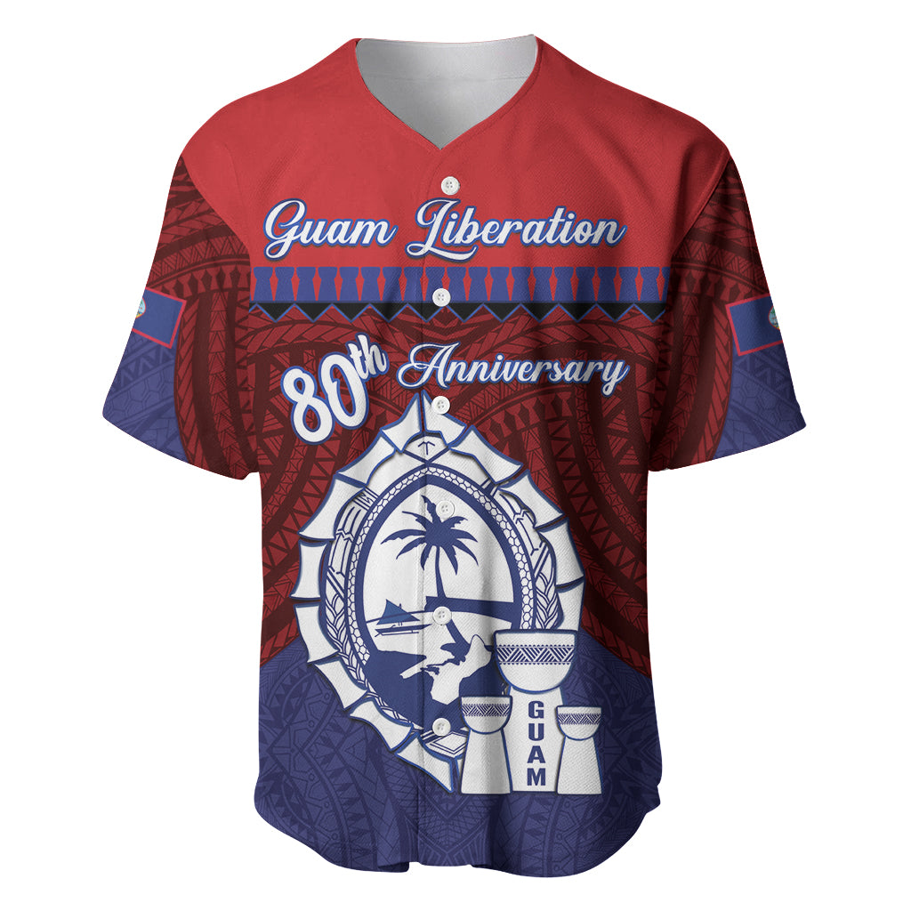 Guam Liberation Day Baseball Jersey Biba Guahan Chamorro 80th Anniversary - Blue