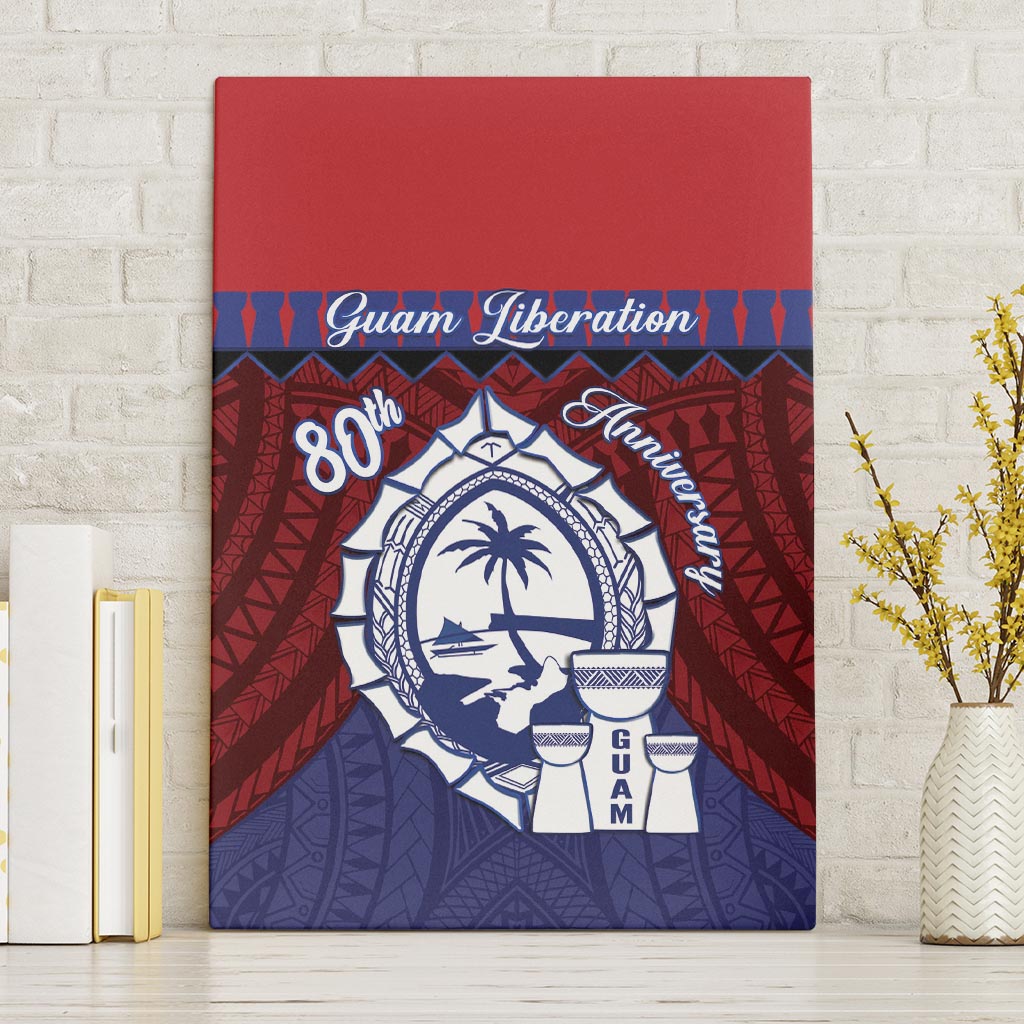 Guam Liberation Day Canvas Wall Art Biba Guahan Chamorro 80th Anniversary - Blue LT14 Without Frame Blue - Polynesian Pride