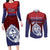 Guam Liberation Day Couples Matching Long Sleeve Bodycon Dress and Long Sleeve Button Shirt Biba Guahan Chamorro 80th Anniversary - Blue