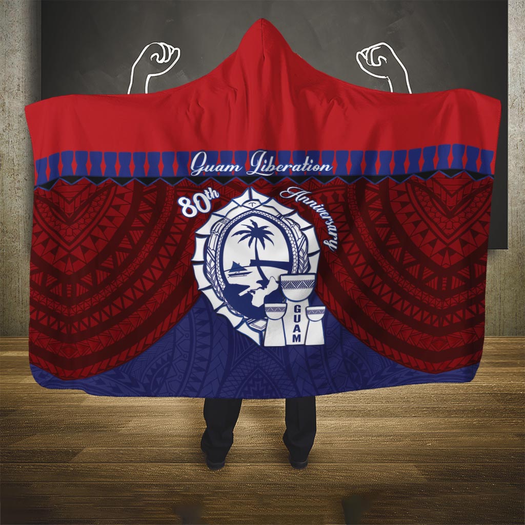 Guam Liberation Day Hooded Blanket Biba Guahan Chamorro 80th Anniversary - Blue LT14 One Size Blue - Polynesian Pride