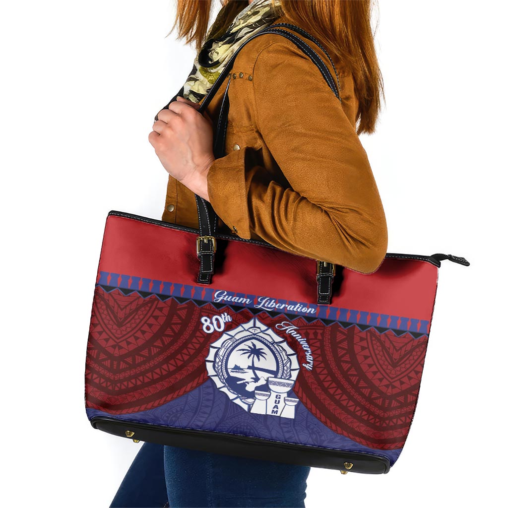 Guam Liberation Day Leather Tote Bag Biba Guahan Chamorro 80th Anniversary - Blue LT14 Blue - Polynesian Pride
