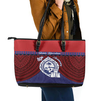 Guam Liberation Day Leather Tote Bag Biba Guahan Chamorro 80th Anniversary - Blue LT14 - Polynesian Pride
