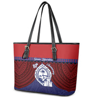 Guam Liberation Day Leather Tote Bag Biba Guahan Chamorro 80th Anniversary - Blue LT14 - Polynesian Pride