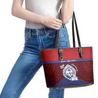 Guam Liberation Day Leather Tote Bag Biba Guahan Chamorro 80th Anniversary - Blue LT14 - Polynesian Pride
