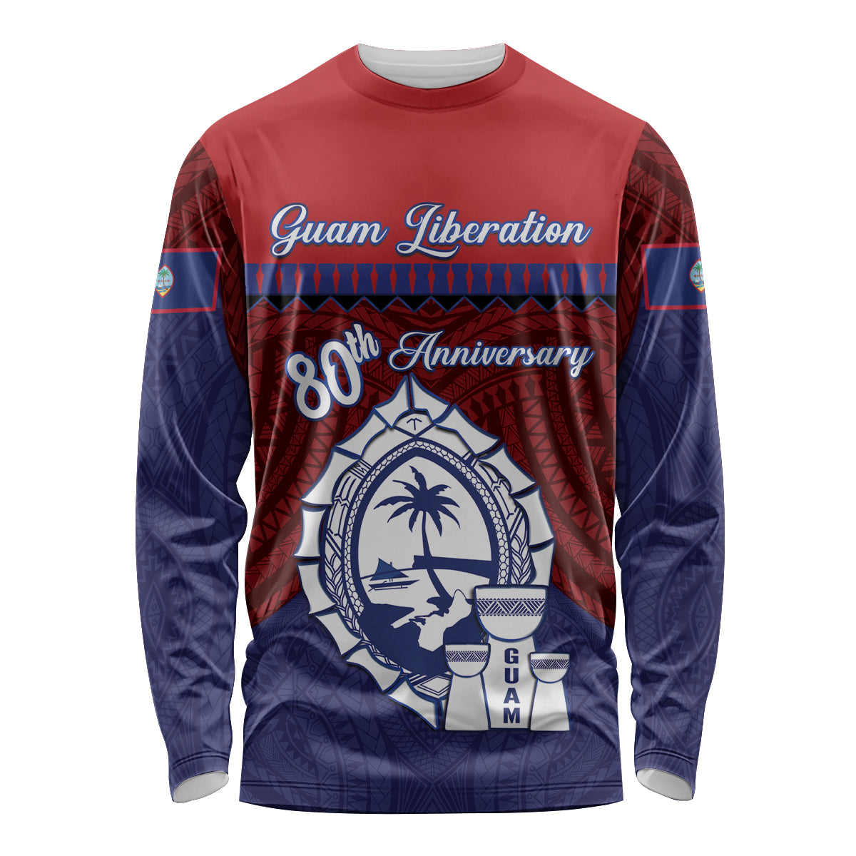 Guam Liberation Day Long Sleeve Shirt Biba Guahan Chamorro 80th Anniversary - Blue