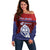 Guam Liberation Day Off Shoulder Sweater Biba Guahan Chamorro 80th Anniversary - Blue