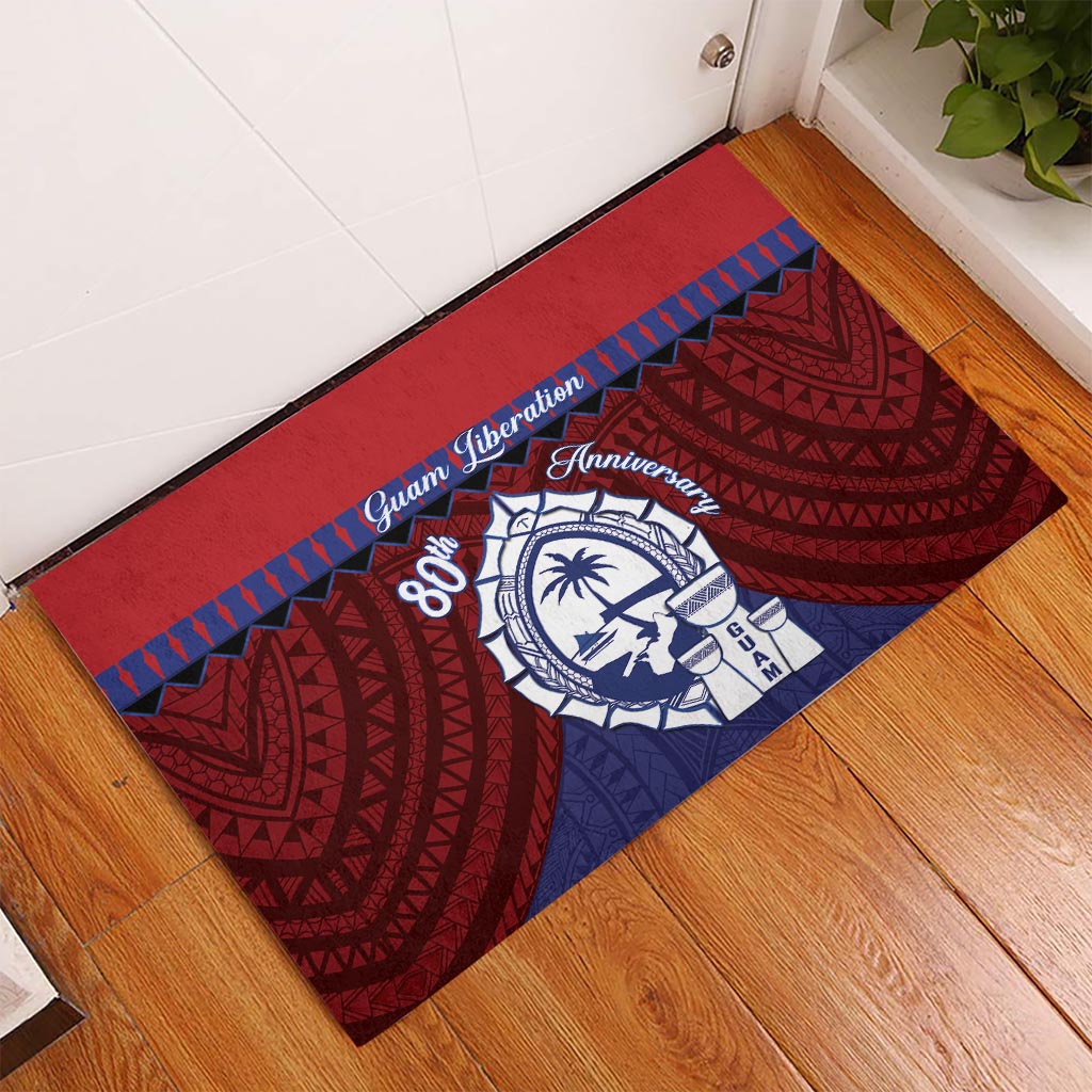 Guam Liberation Day Rubber Doormat Biba Guahan Chamorro 80th Anniversary - Blue