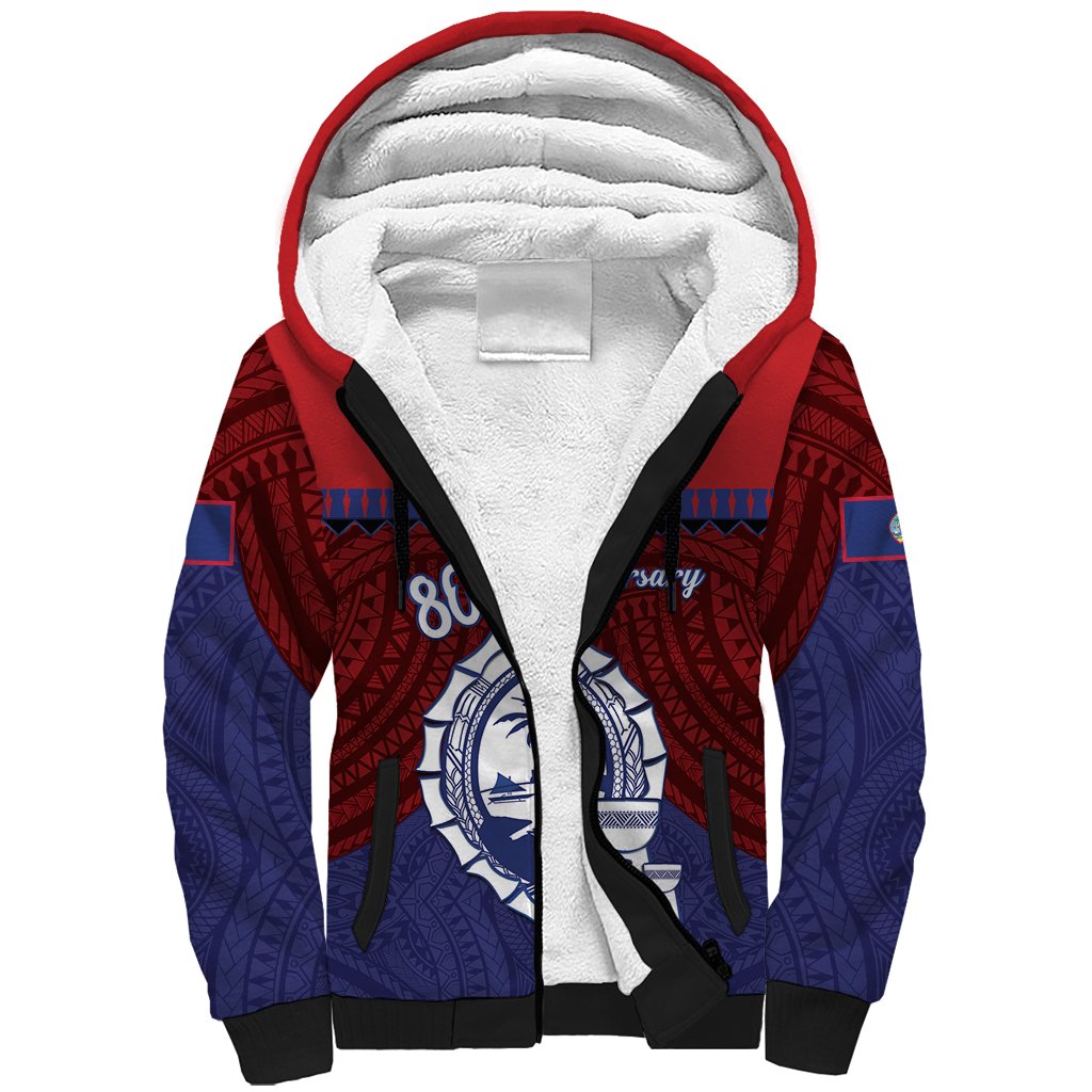 Guam Liberation Day Sherpa Hoodie Biba Guahan Chamorro 80th Anniversary - Blue LT14 Unisex Blue - Polynesian Pride
