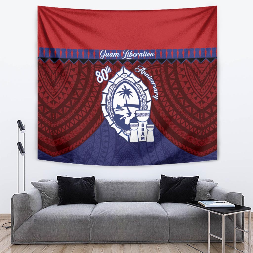 Guam Liberation Day Tapestry Biba Guahan Chamorro 80th Anniversary - Blue