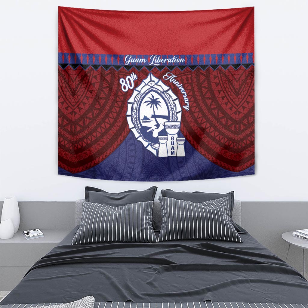 Guam Liberation Day Tapestry Biba Guahan Chamorro 80th Anniversary - Blue
