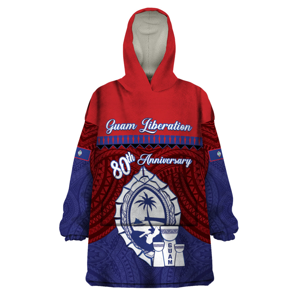 Guam Liberation Day Wearable Blanket Hoodie Biba Guahan Chamorro 80th Anniversary - Blue LT14 One Size Blue - Polynesian Pride