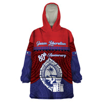 Guam Liberation Day Wearable Blanket Hoodie Biba Guahan Chamorro 80th Anniversary - Blue LT14 One Size Blue - Polynesian Pride