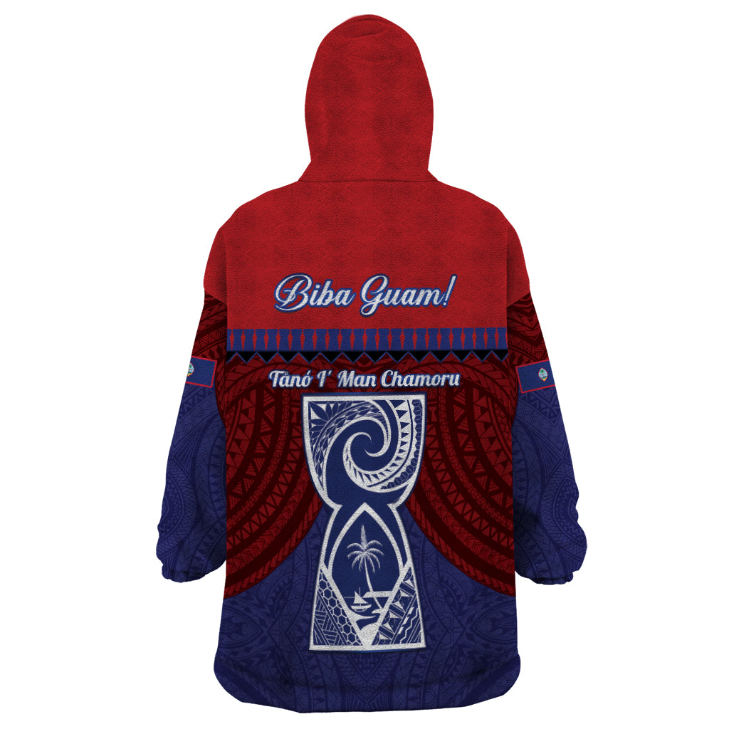 Guam Liberation Day Wearable Blanket Hoodie Biba Guahan Chamorro 80th Anniversary - Blue LT14 - Polynesian Pride