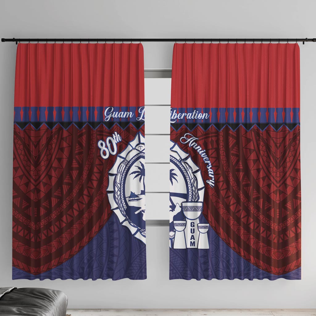 Guam Liberation Day Window Curtain Biba Guahan Chamorro 80th Anniversary - Blue LT14 With Hooks Blue - Polynesian Pride
