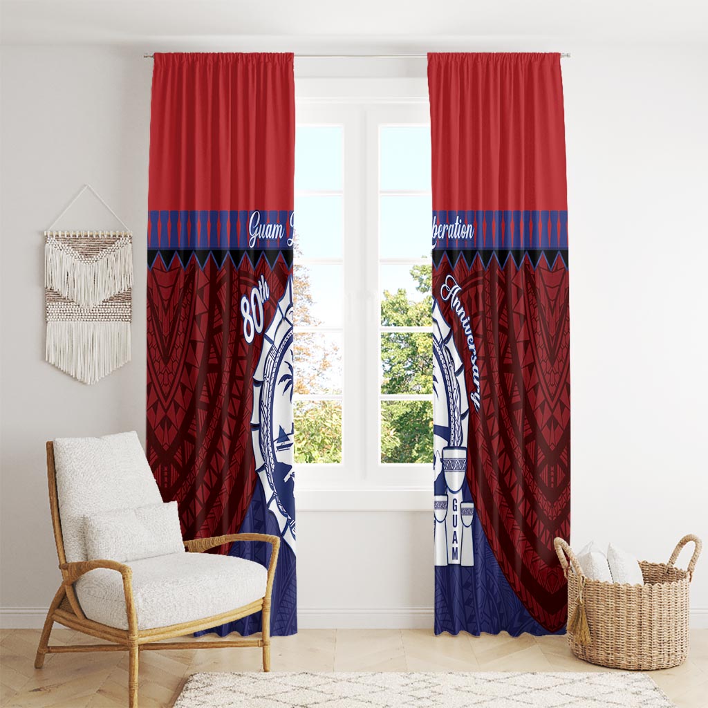 Guam Liberation Day Window Curtain Biba Guahan Chamorro 80th Anniversary - Blue LT14 - Polynesian Pride