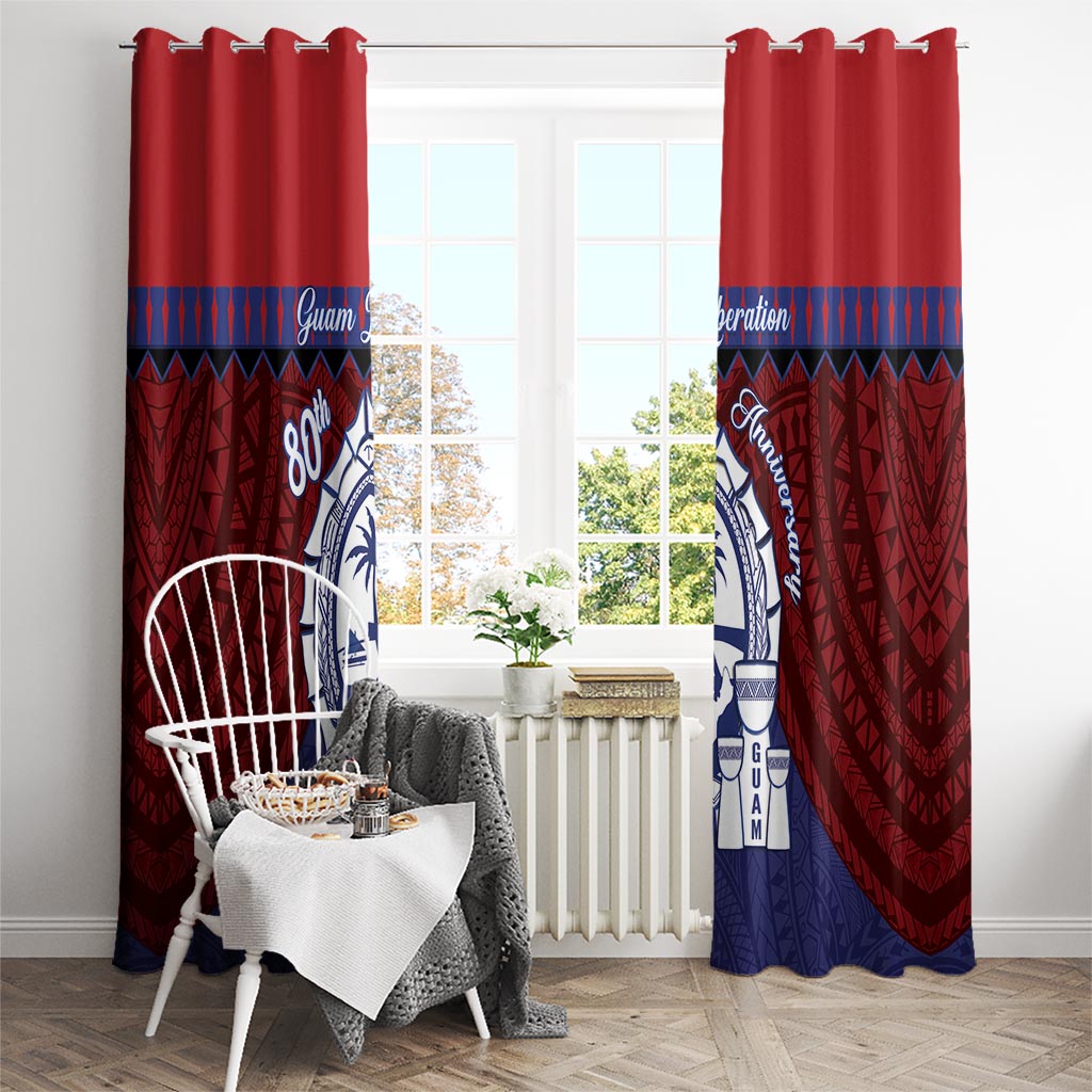 Guam Liberation Day Window Curtain Biba Guahan Chamorro 80th Anniversary - Blue LT14 - Polynesian Pride