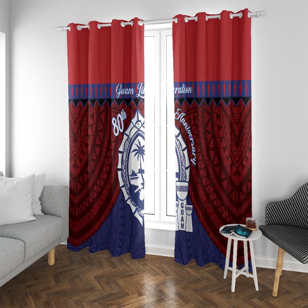 Guam Liberation Day Window Curtain Biba Guahan Chamorro 80th Anniversary - Blue LT14 With Grommets Blue - Polynesian Pride