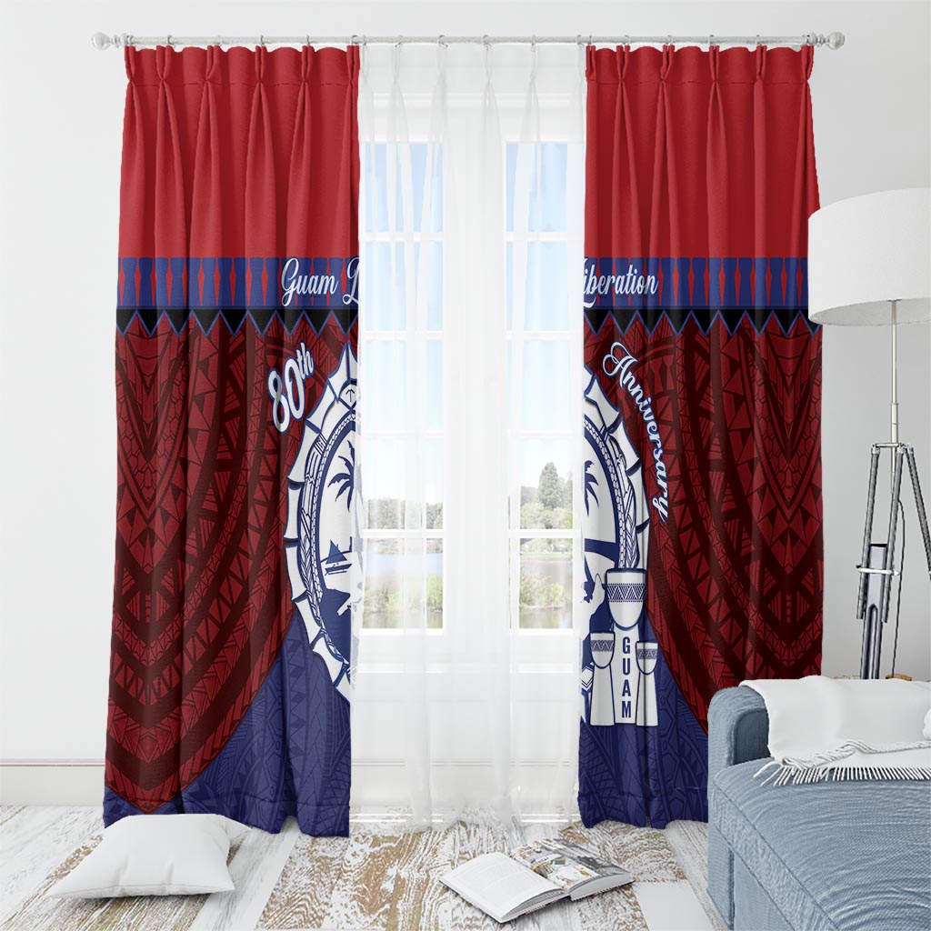 Guam Liberation Day Window Curtain Biba Guahan Chamorro 80th Anniversary - Blue LT14 - Polynesian Pride