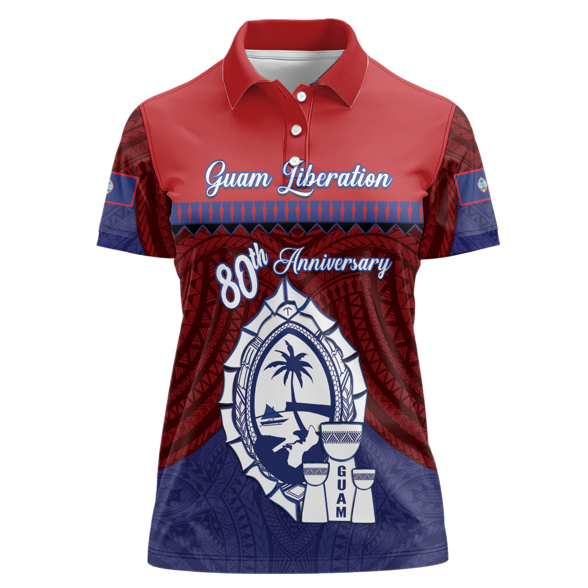 Guam Liberation Day Women Polo Shirt Biba Guahan Chamorro 80th Anniversary - Blue