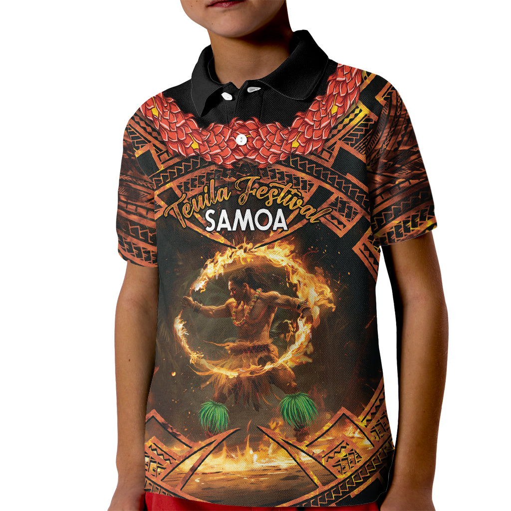 Samoa Teuila 2024 Festival Kid Polo Shirt Samoan Siva Afi With Red Gingers