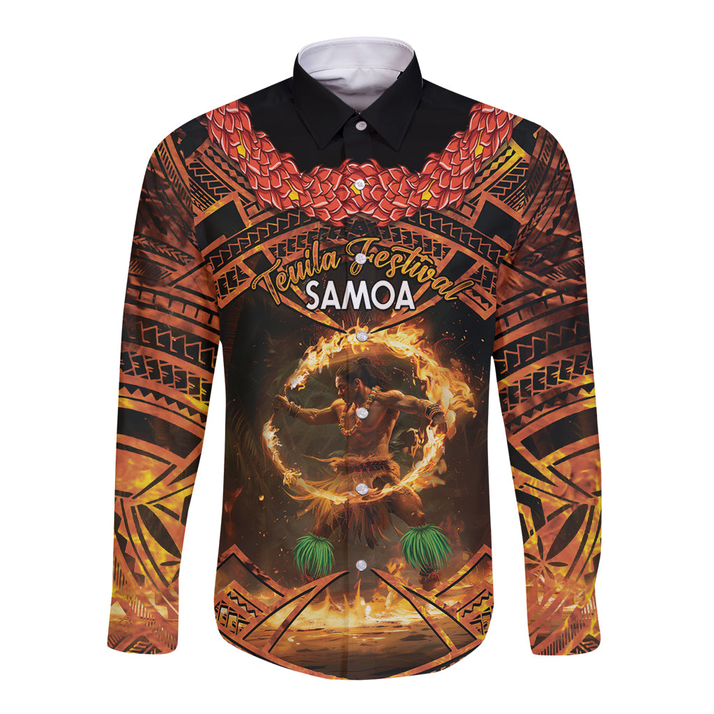 Samoa Teuila 2024 Festival Long Sleeve Button Shirt Samoan Siva Afi With Red Gingers