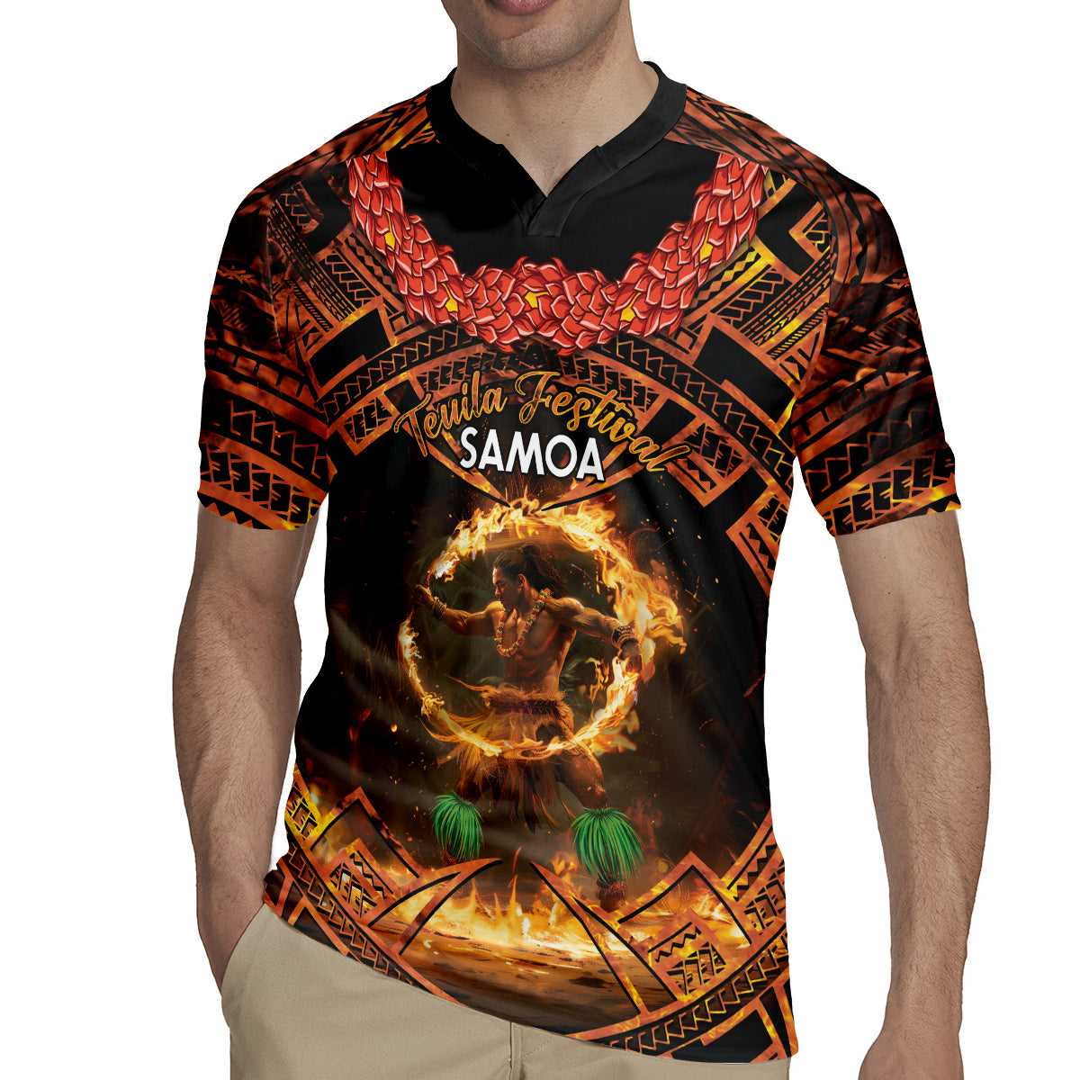 Samoa Teuila 2024 Festival Rugby Jersey Samoan Siva Afi With Red Gingers